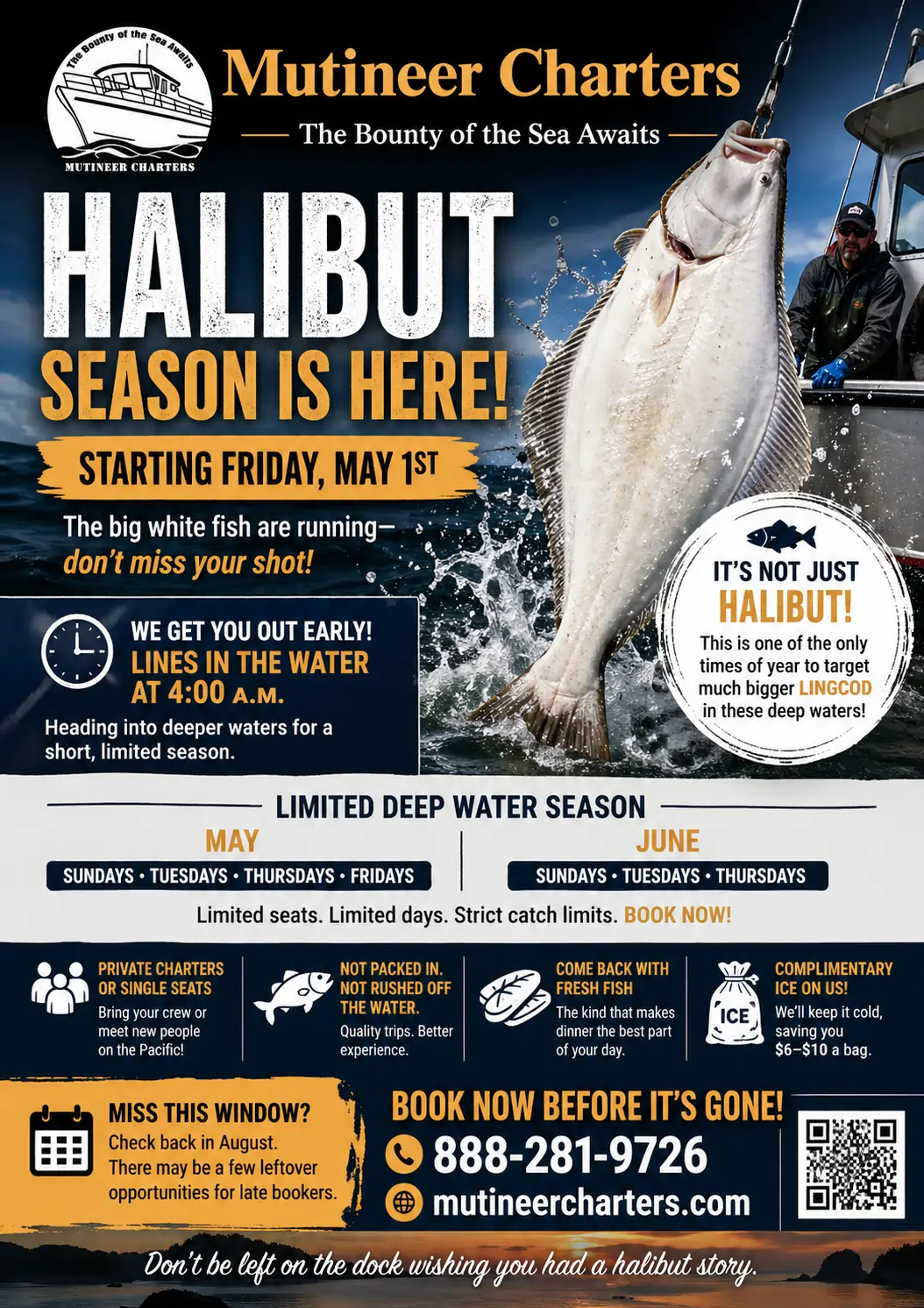 You are currently viewing Halibut 2026 Season Is Here in Westport, WA — Book Your Shot at the Big Ones